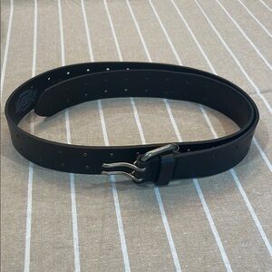 Dickies Black Leather Belt with Silver Buckle USED size L 38-40 UNISEX